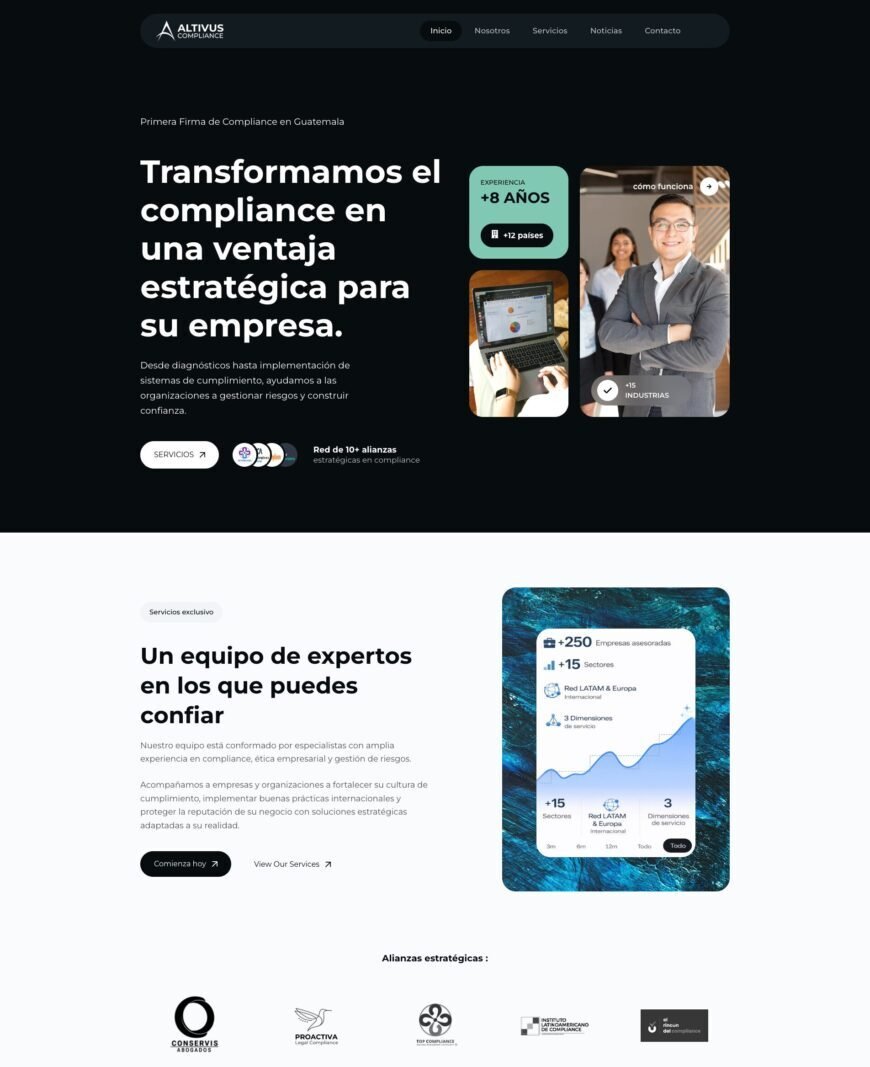 Sitio web de Altivus Compliance en computadora