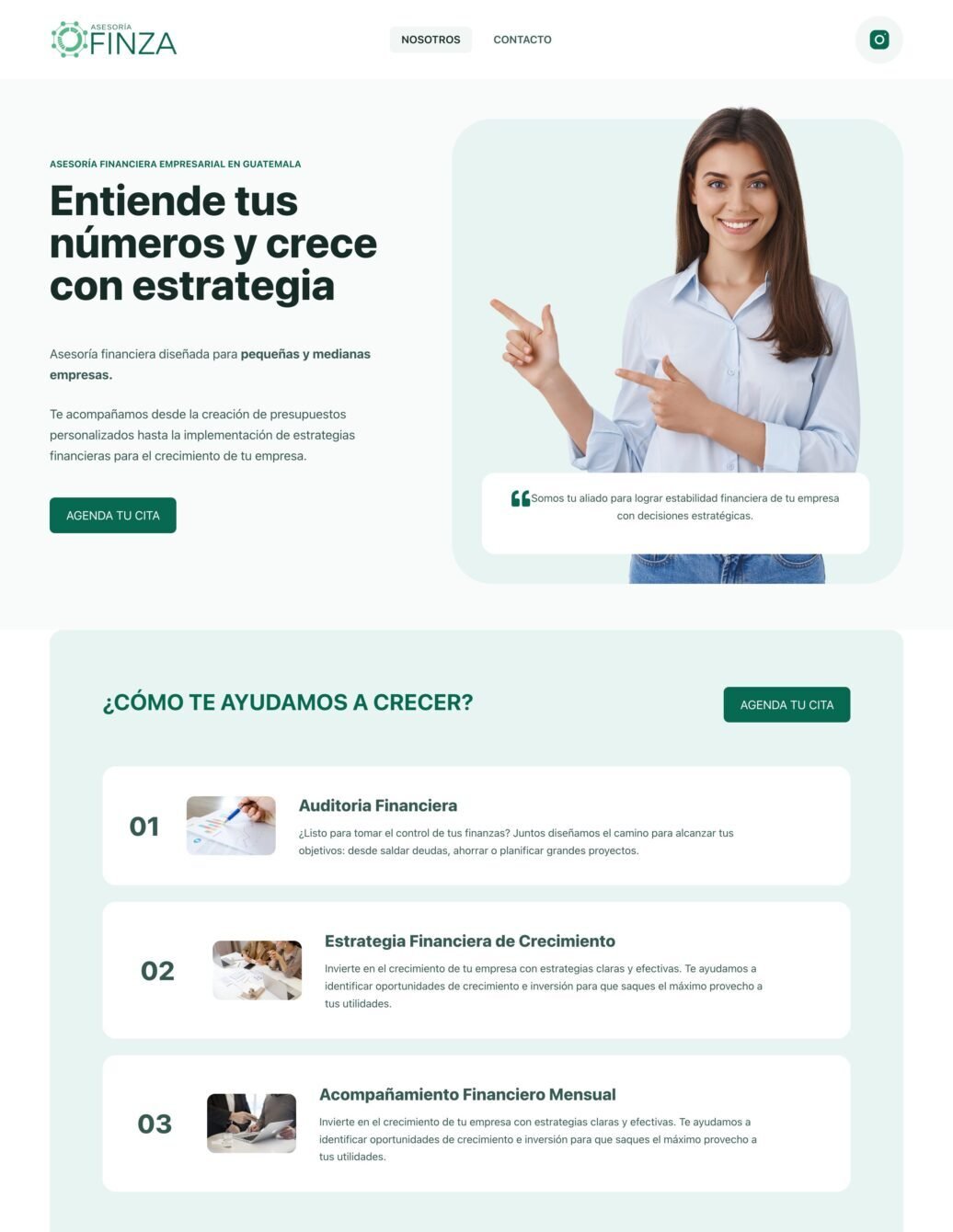 Sitio web de Asesoría Finza en computadora