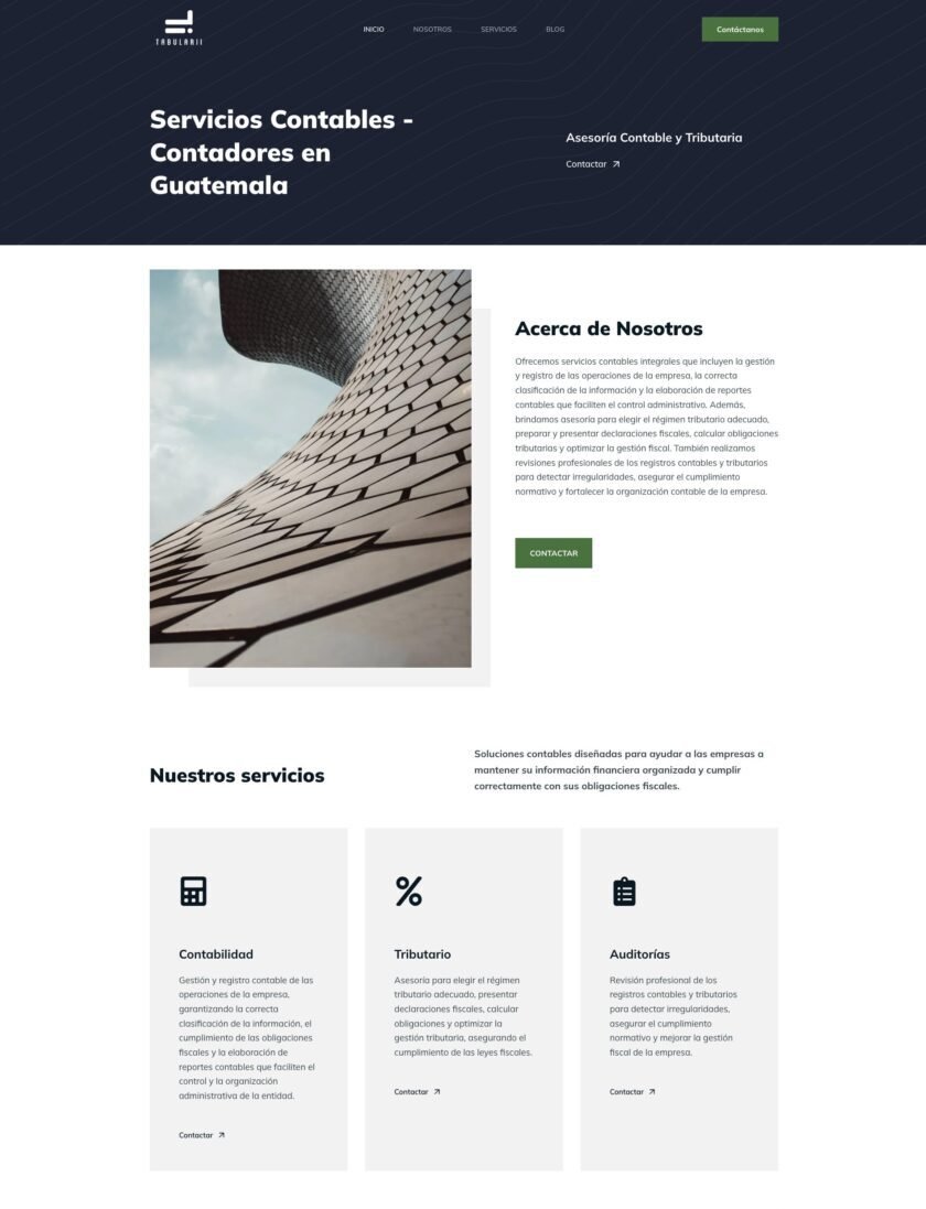 Sitio web de Grupo Tabularii en computadora