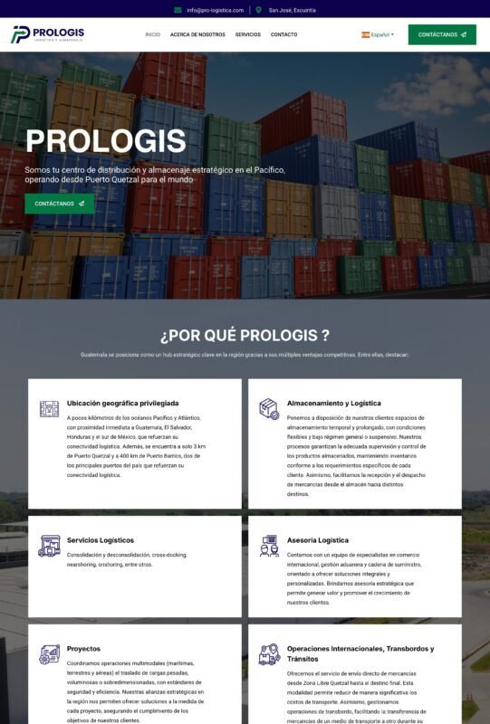 Sitio web de Pro Logística en computadora