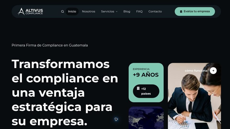 Sitio web de Altivus Compliance en computadora