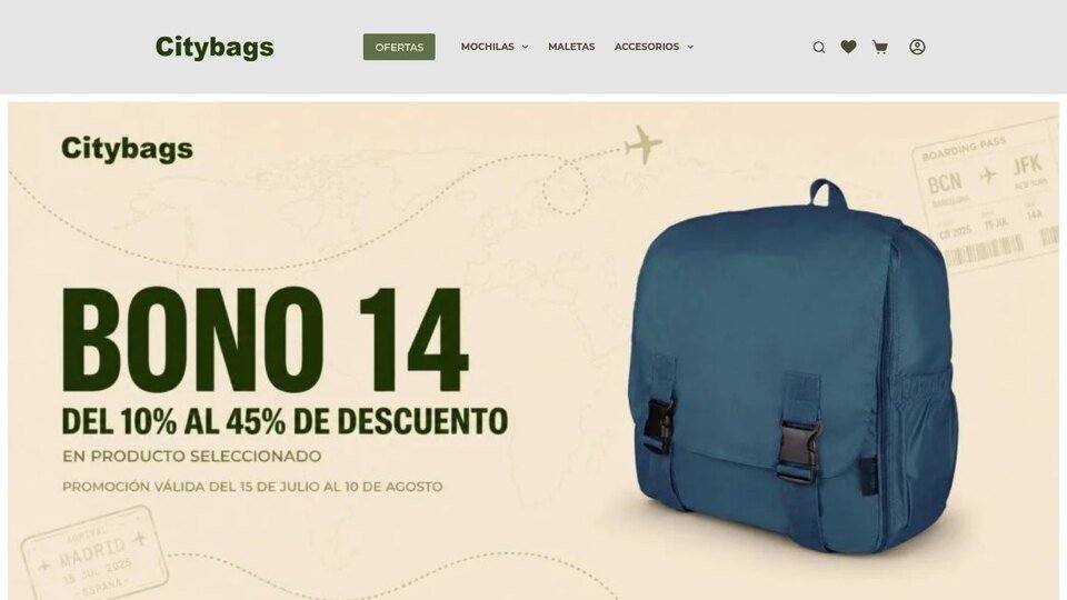 Tienda en línea de CityBags en computadora