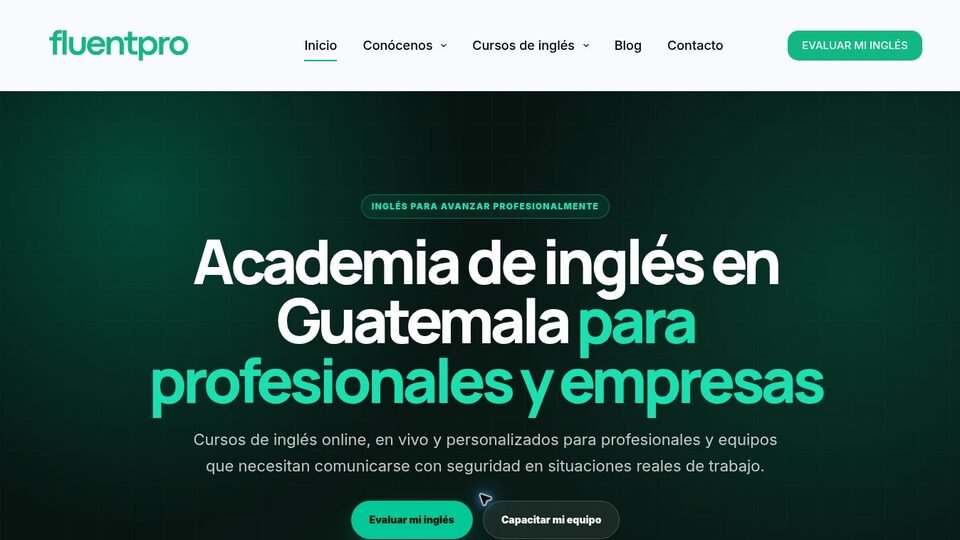 Sitio web de FluentPro en computadora