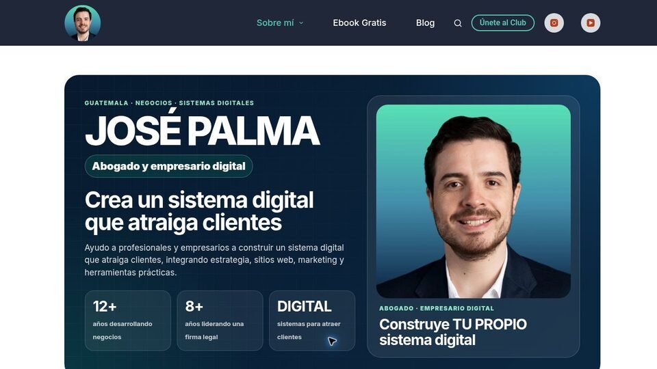 Sitio web de José Palma Oficial en computadora