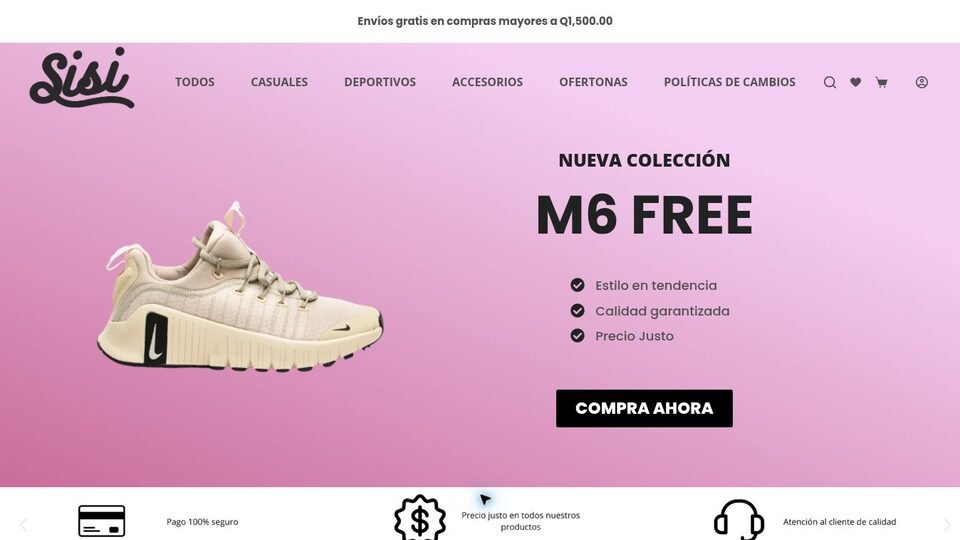 Tienda en línea de Sisi Shop GT en computadora