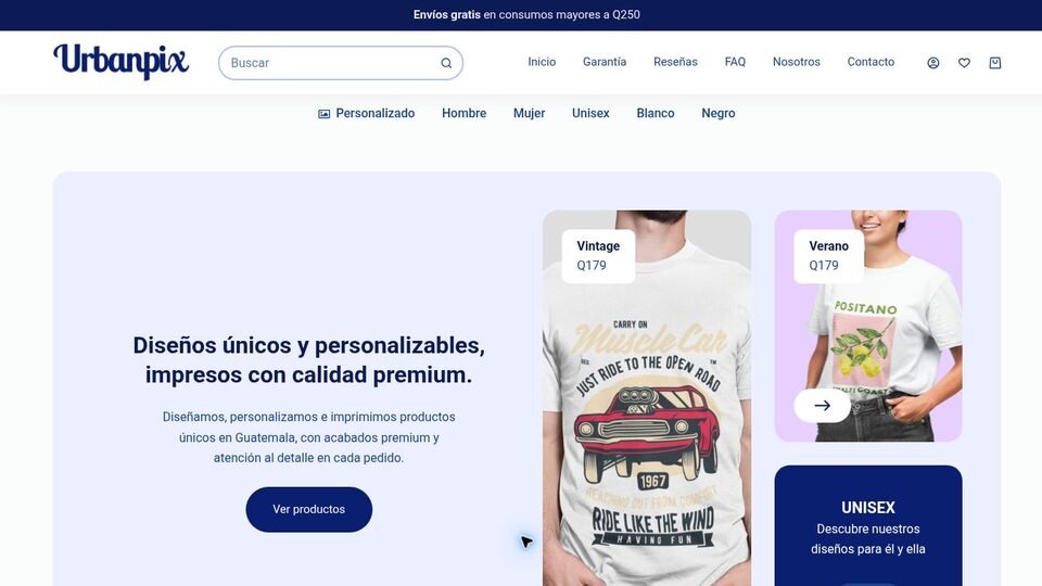 Tienda en línea de Urbanpix en computadora